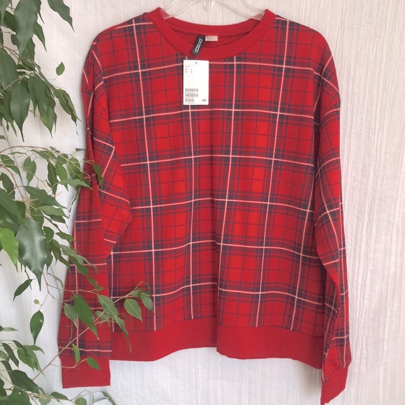 H&M DIVIDEND sz L Buffalo Plaid sweatshirt NWT & MEMBERS MARK blk sz L leggings - Picture 2 of 14